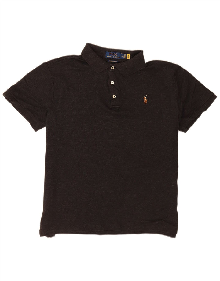 Мужская приталенная рубашка Polo Ralph Lauren среднего серого цвета, хлопок
