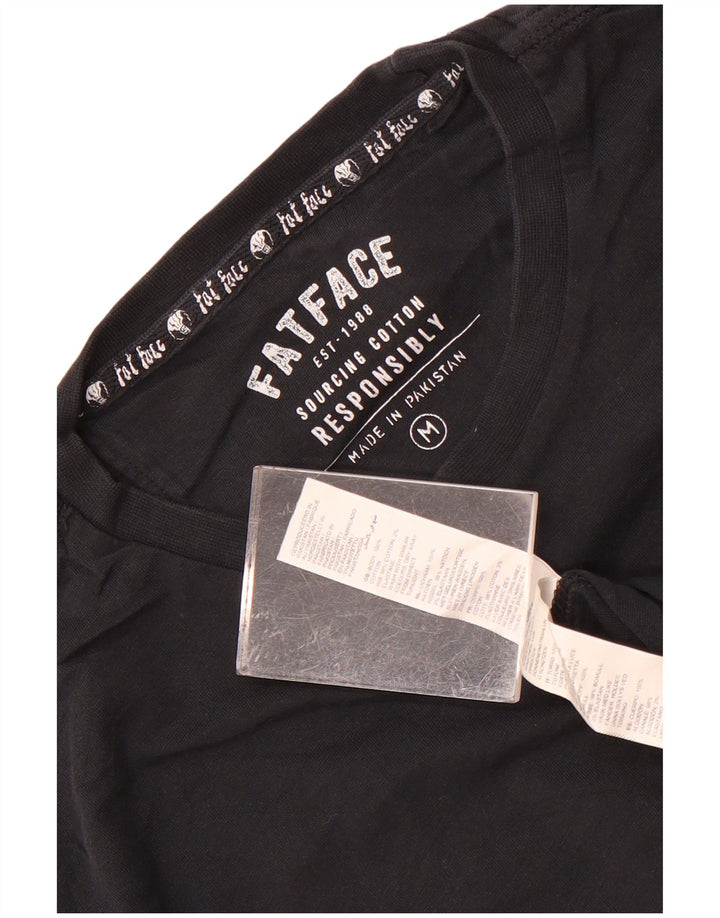 Мужская футболка Fat Face Top из хлопка среднего размера, черная