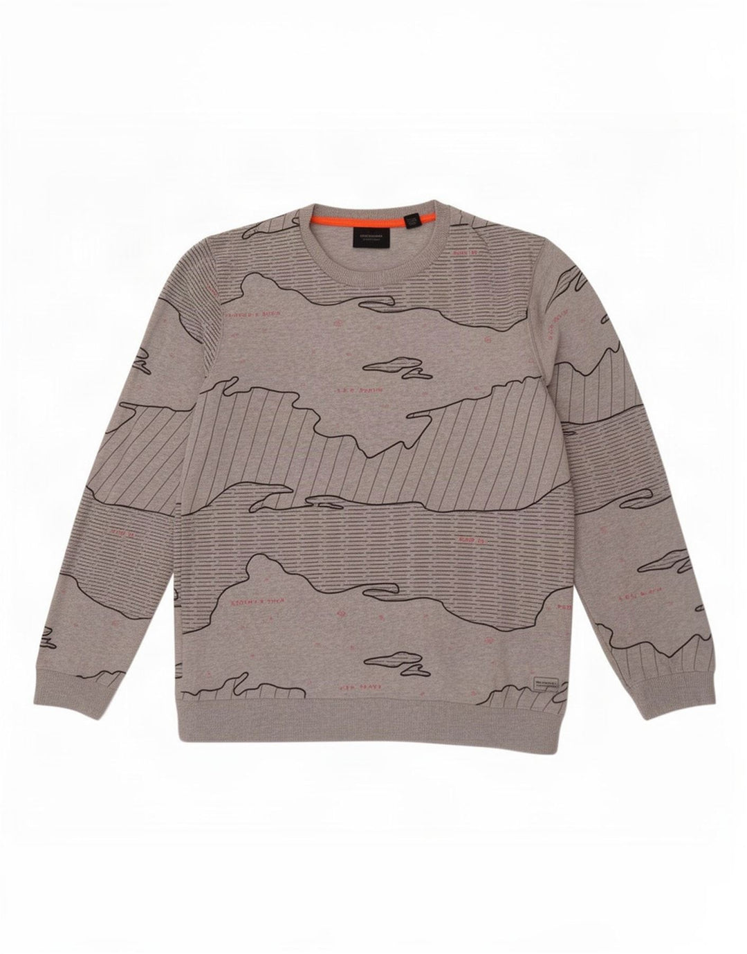 Мужской свитшот Scotch & Soda с абстрактным узором, большой серый хлопковый джемпер