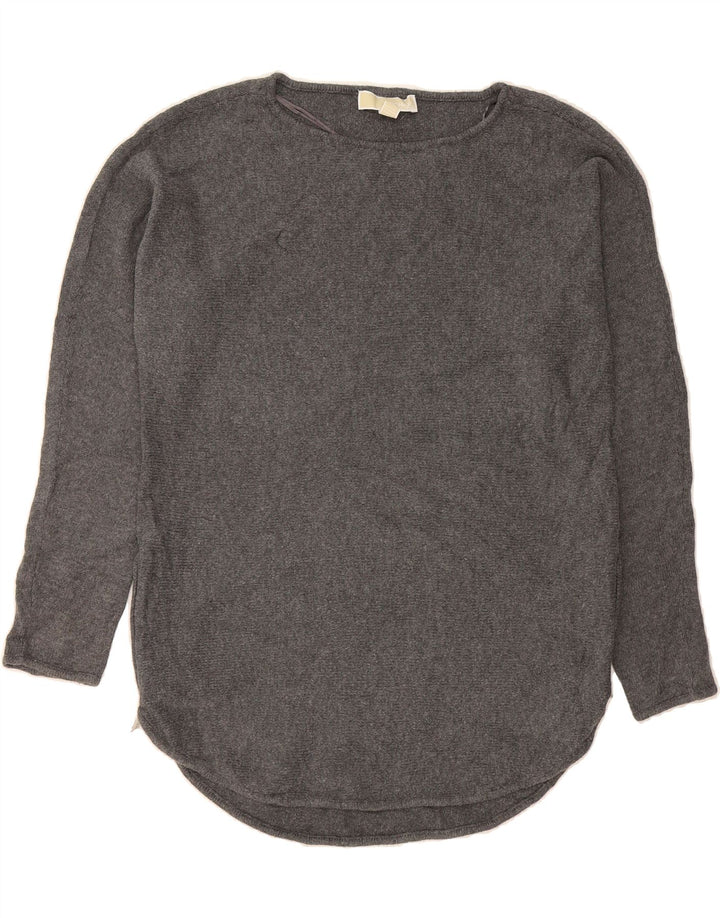 MICHAEL KORS Womens Longline Boat Neck Jumper Sweater UK 14 Medium Grey Vintage Michael Kors and Second-Hand Michael Kors from Messina Hembry 