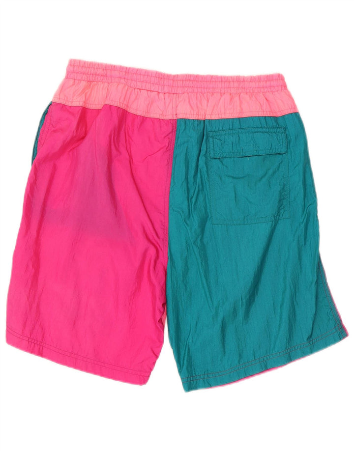 Винтажные мужские купальники XL из полиамида с цветными блоками розового цвета