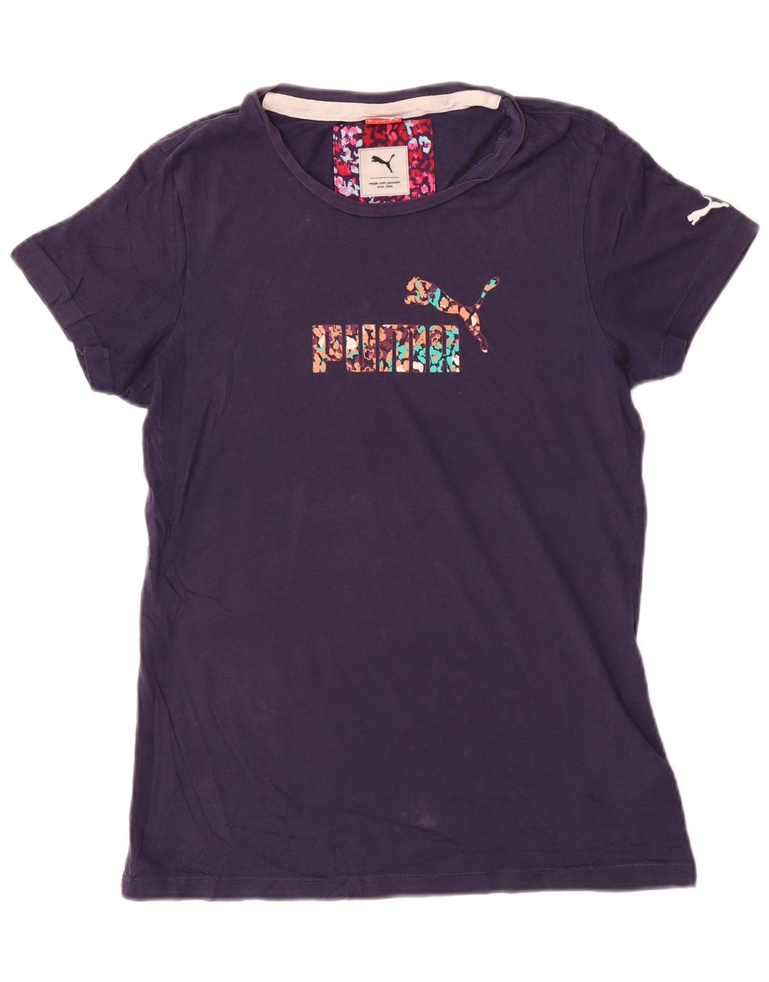 Женская футболка с рисунком Puma Top UK 12, средний темно-синий хлопок