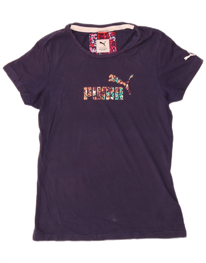 Женская футболка с рисунком Puma Top UK 12, средний темно-синий хлопок