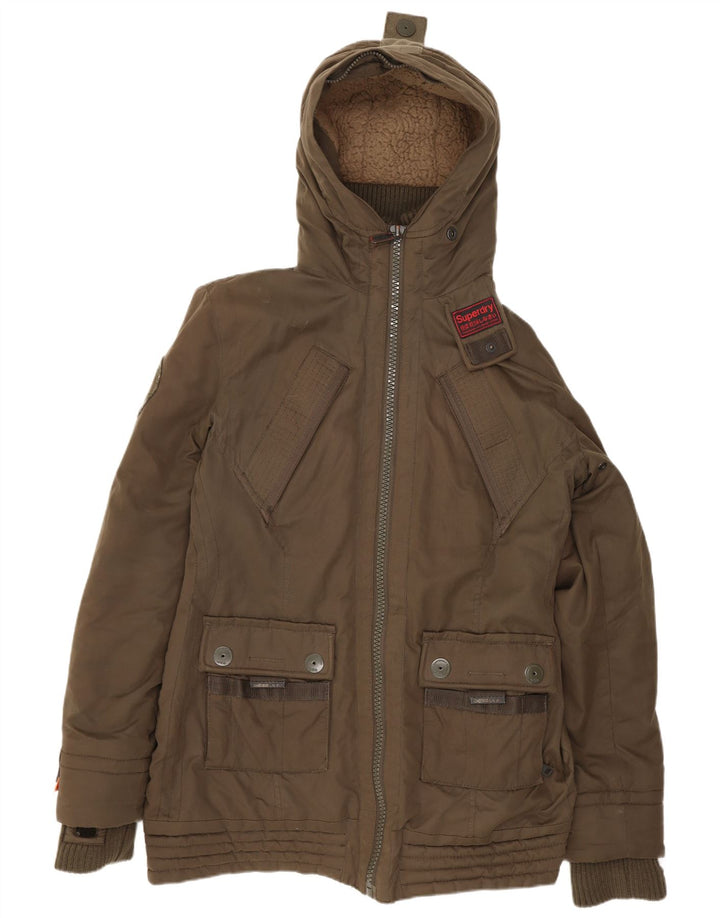 Женская ветровка с капюшоном Superdry UK 16, большой полиэстер цвета хаки