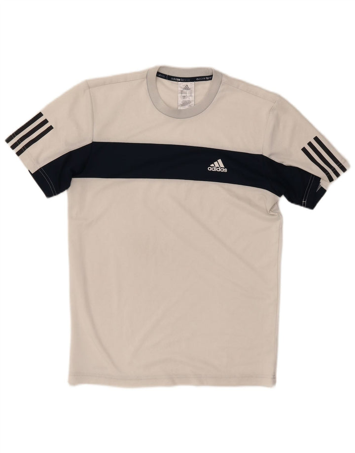 Мужская теннисная футболка ADIDAS, маленькая белая, полиэстер с цветными блоками