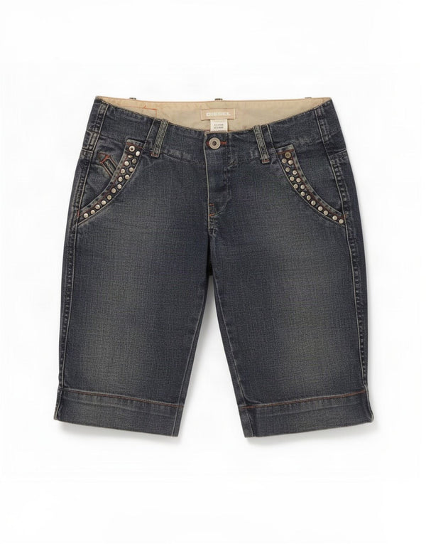Женские джинсовые шорты Diesel XS W25, синие, хлопок