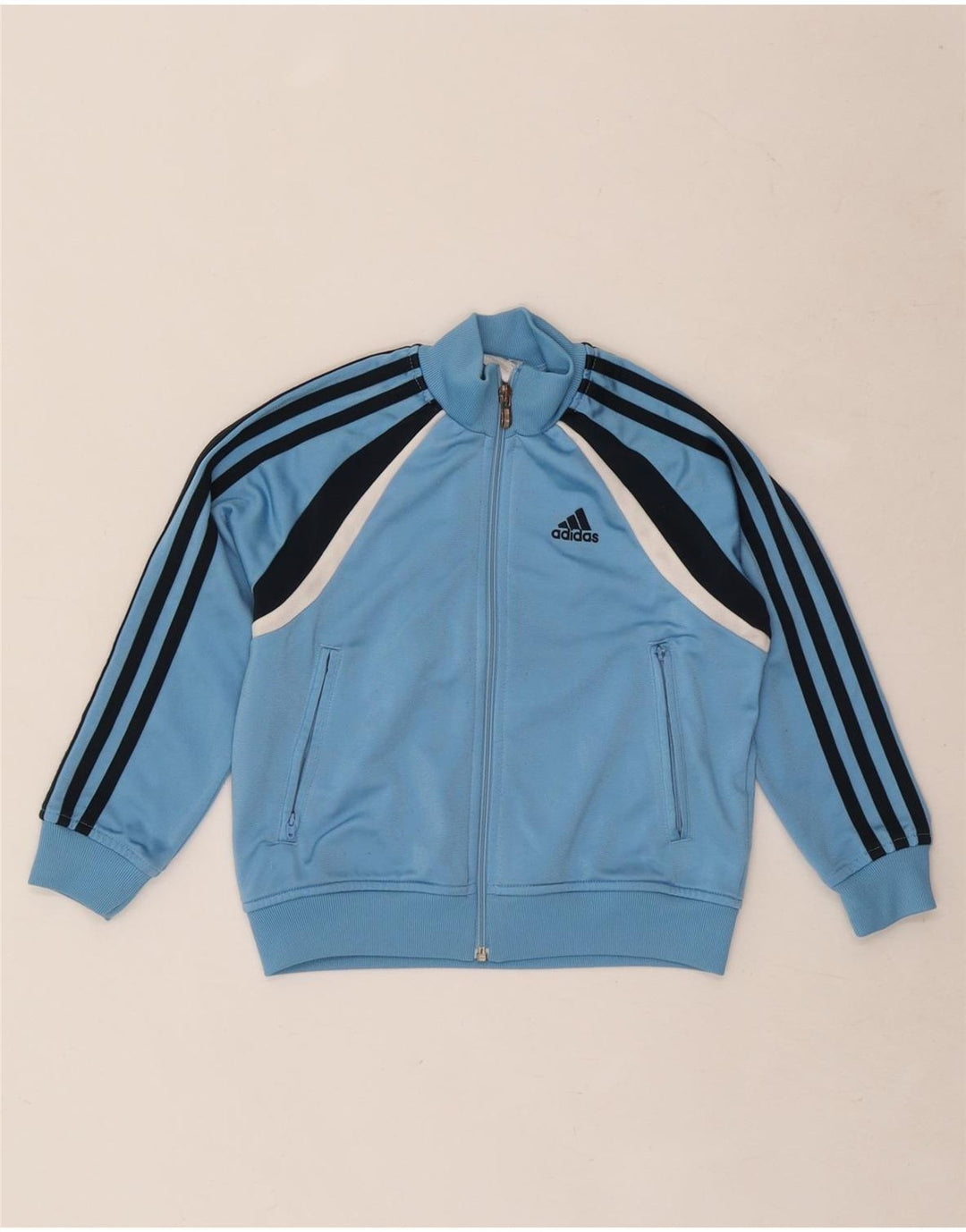 Спортивный костюм Adidas для мальчиков, верхняя куртка 5–6 лет, синий полиэстер с цветными блоками