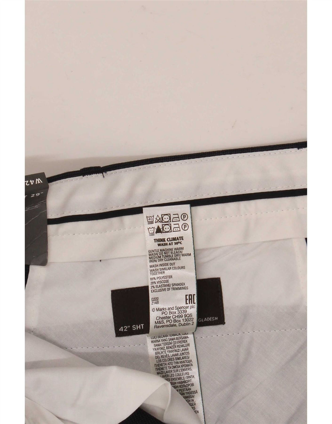 Мужские брюки-чиносы Marks & Spencer W42 L29 темно-синие из полиэстера