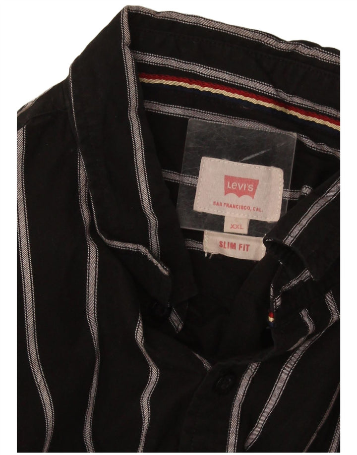Мужская рубашка приталенного кроя Levi's 2XL черная в полоску