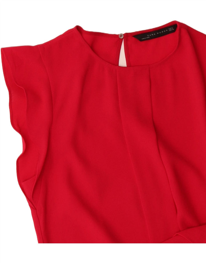 ZARA Womens Blouse Top UK 10 Small Red Vintage Zara and Second-Hand Zara from Messina Hembry 