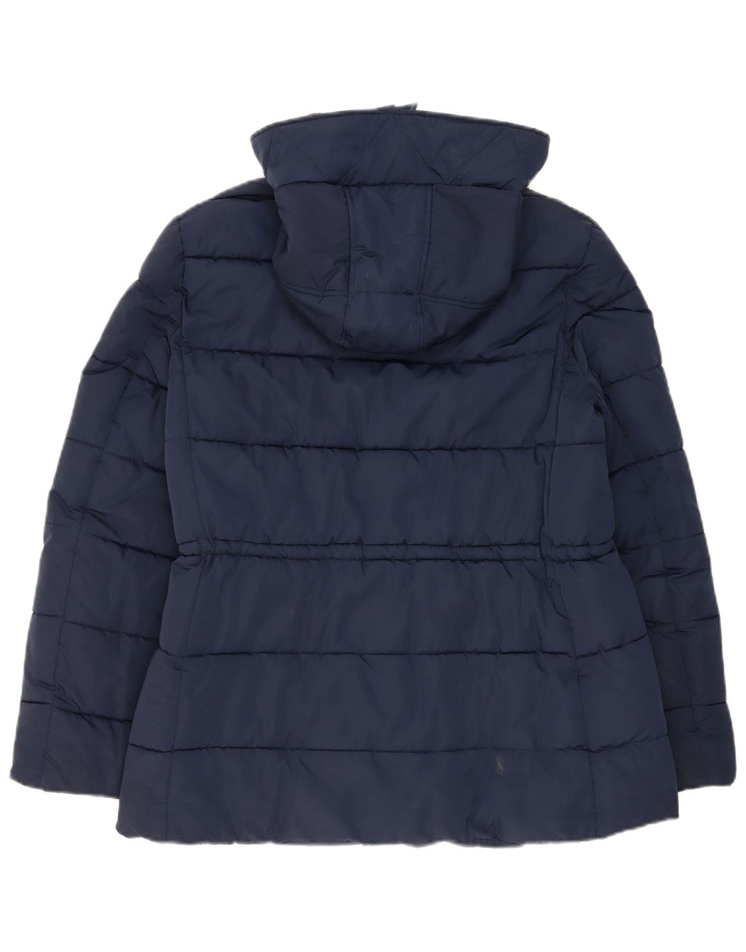 TOMMY HILFIGER Womens Hooded Padded Jacket UK 16 Large Navy Blue Polyester