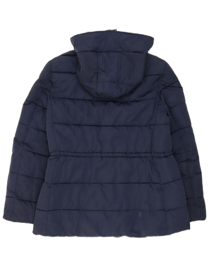 TOMMY HILFIGER Womens Hooded Padded Jacket UK 16 Large Navy Blue Polyester