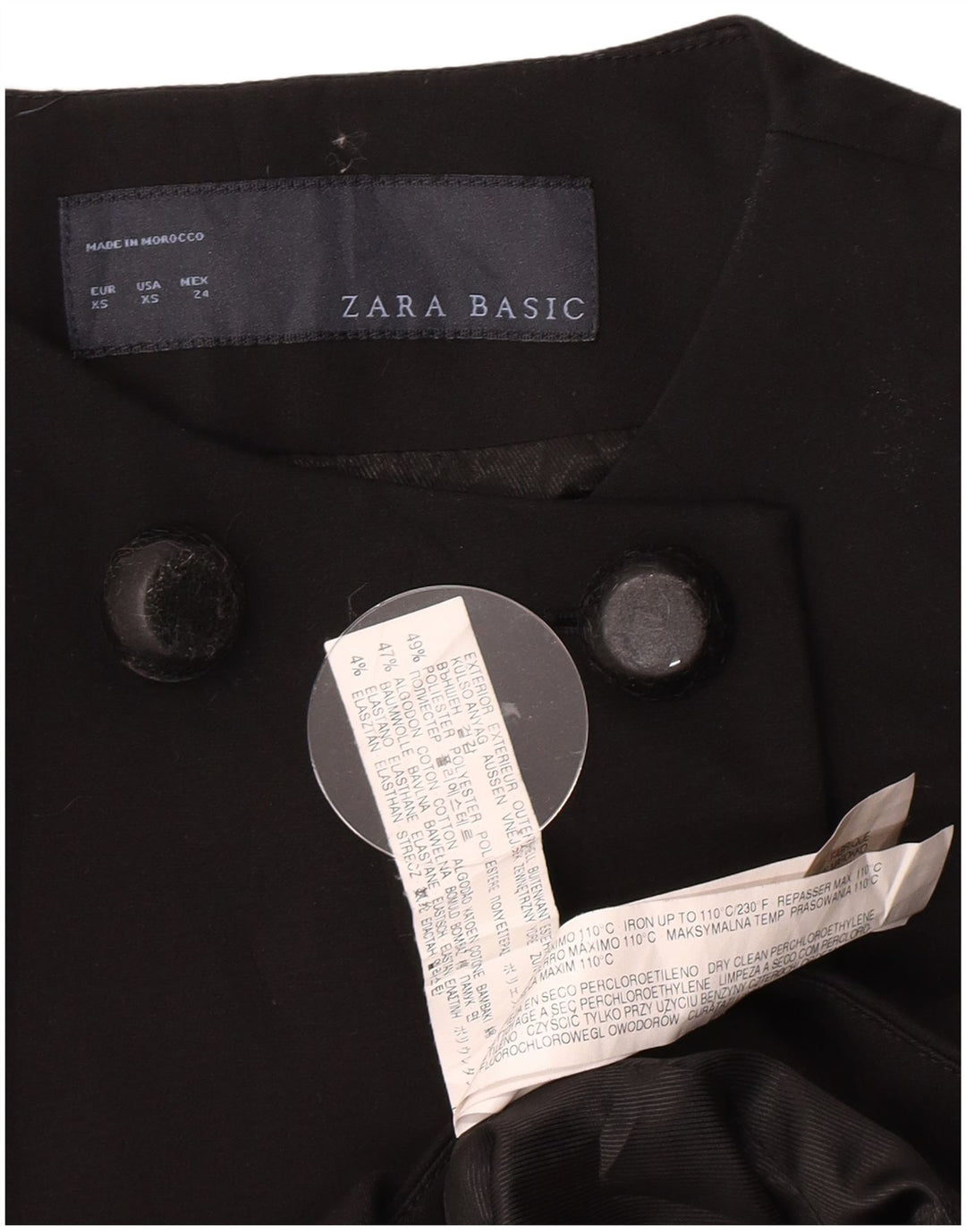 Женское двубортное пальто Zara UK 6 XS, черный полиэстер