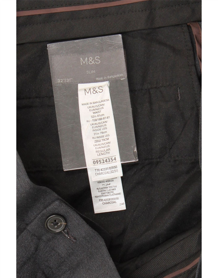 Мужские узкие костюмные брюки Marks & Spencer W32 L31 серые из полиэстера