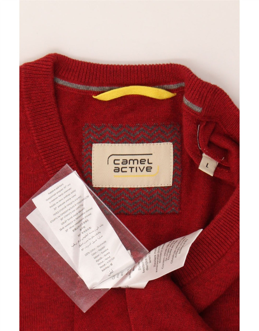 CAMEL ACTIVE Mens V-Neck Jumper Sweater Large Red Cotton