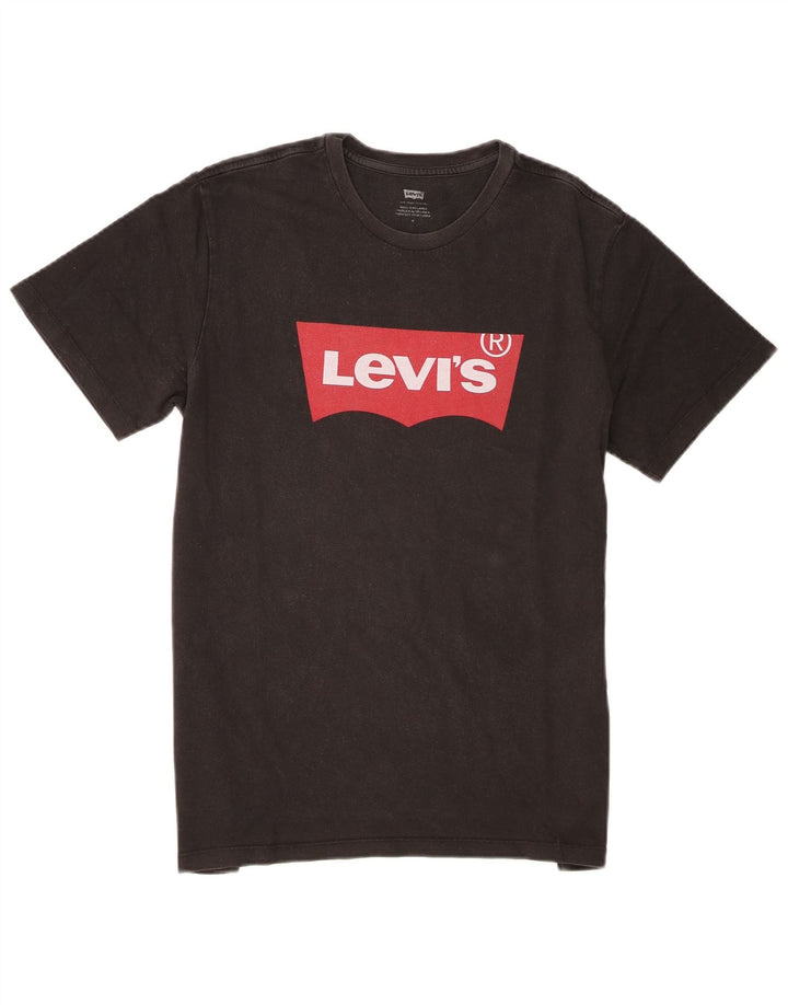 Мужская футболка с рисунком Levi's, верх среднего размера, черный хлопок, хлопок