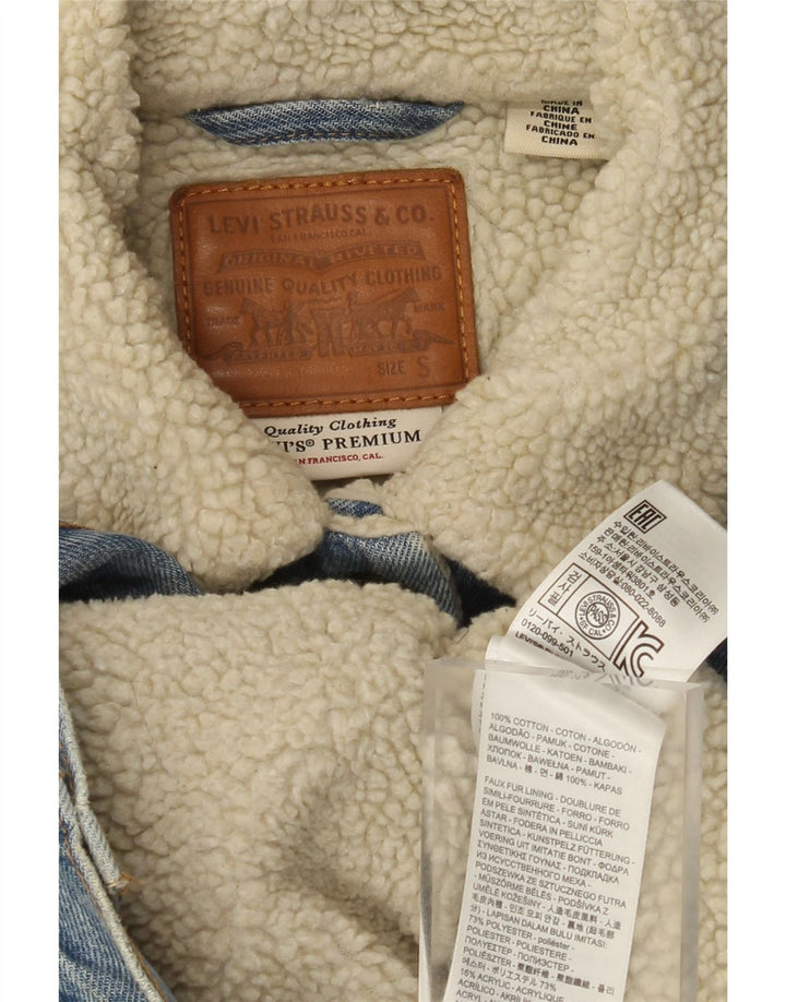 Женская джинсовая куртка Levi's из шерпа с рисунком, Великобритания, 10, маленькая, синяя, хлопок