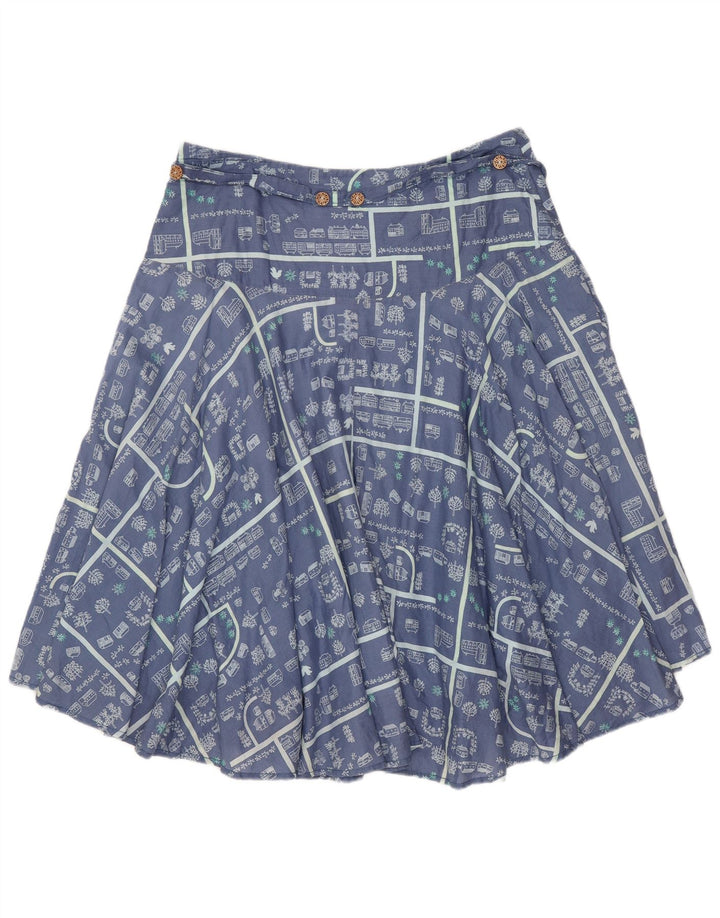 Женская юбка-трапеция с рисунком White Stuff UK 12, средний W30, синий хлопок