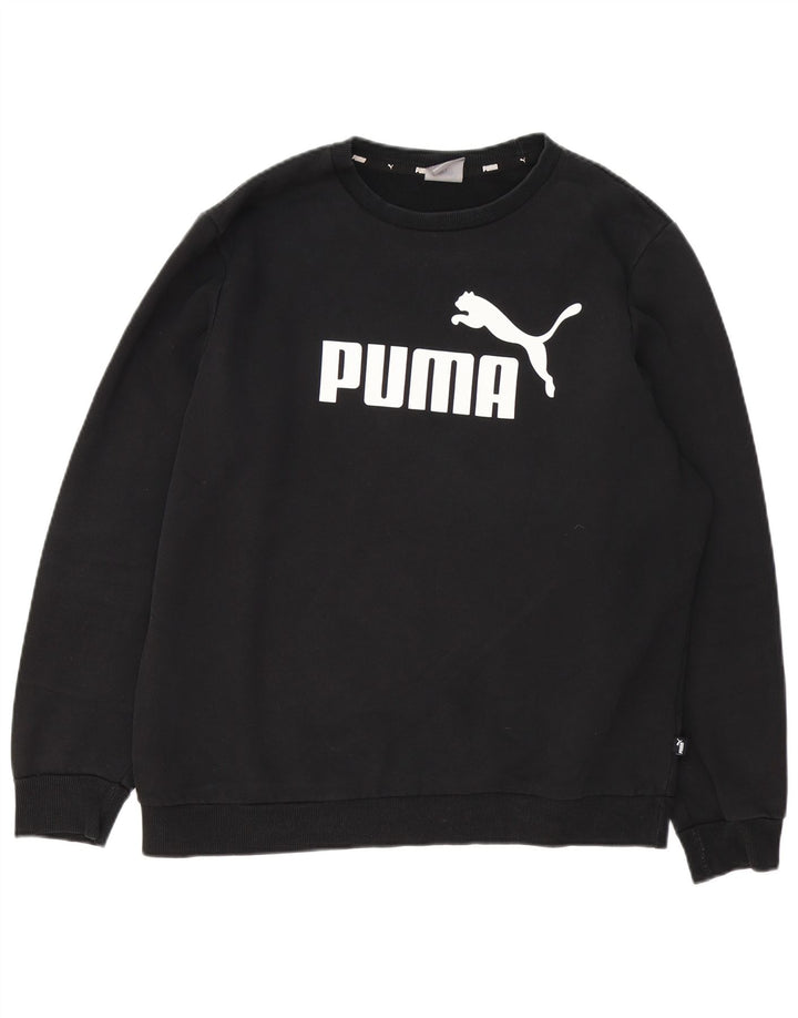 Мужской свитшот с рисунком Puma, большой черный хлопковый джемпер