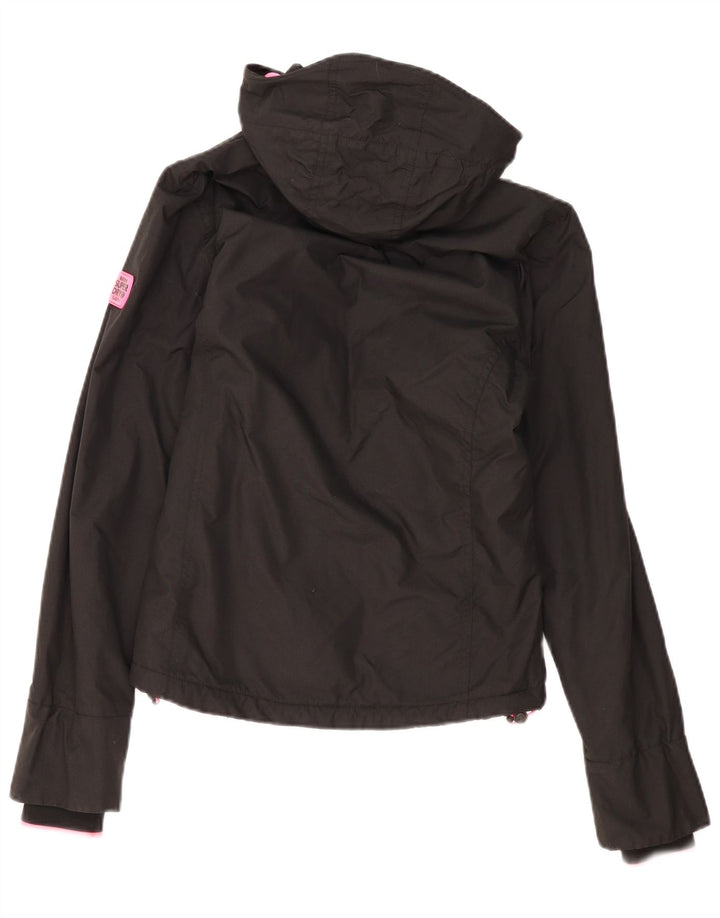 Женская ветровка с капюшоном Superdry UK 8, маленький черный полиэстер