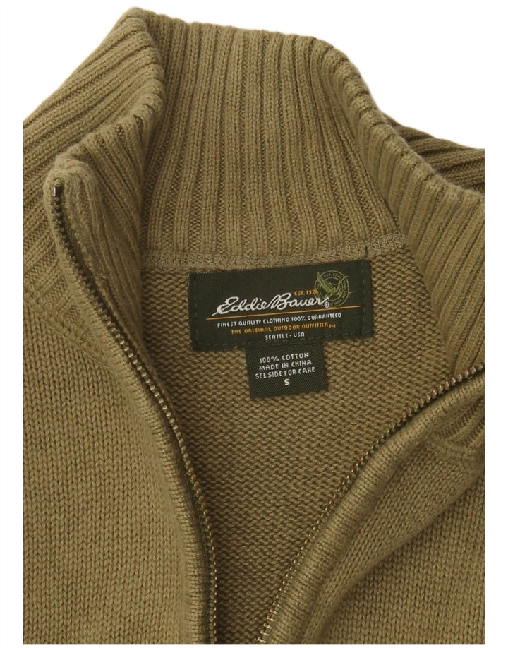 Мужской джемпер с воротником на молнии EDDIE BAUER, маленький хлопковый свитер цвета хаки