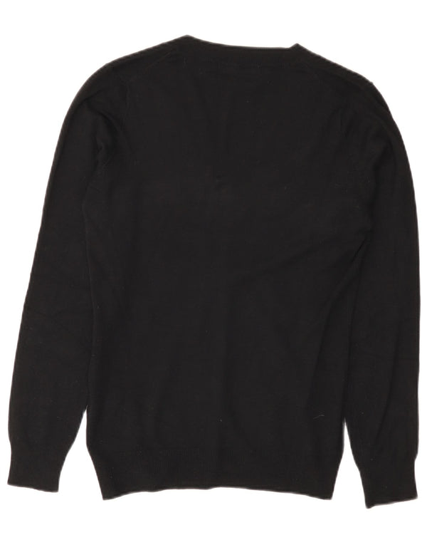 Женский джемпер с v-образным вырезом Zara UK 12, средний черный из вискозы