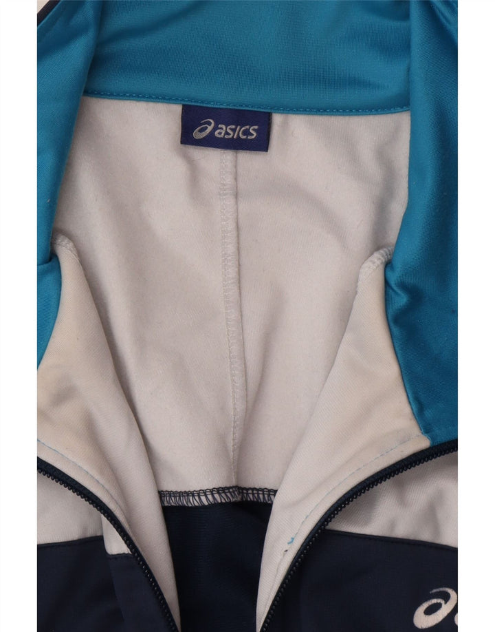 Мужской спортивный костюм Asics с графическим рисунком, большая куртка темно-синего цвета с цветными блоками