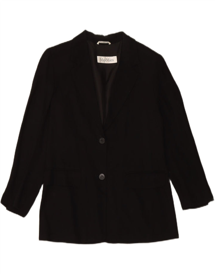 MAX MARA Womens 2 Button Blazer Jacket UK 8 Small Black Viscose