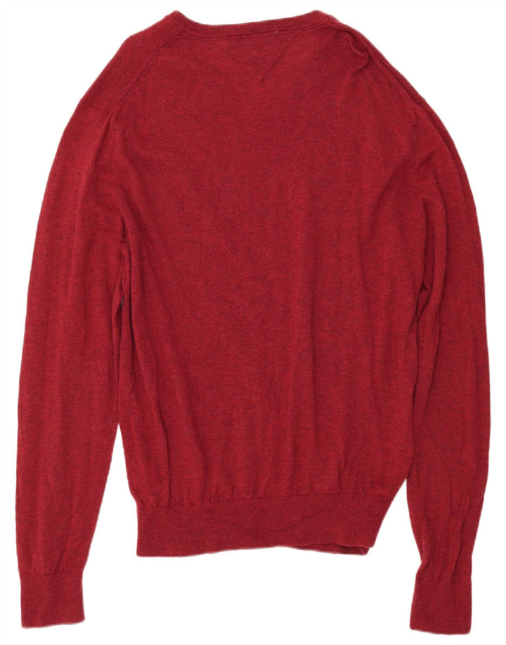 TOMMY HILFIGER Мужской джемпер с v-образным вырезом 2XL, красный, шерсть