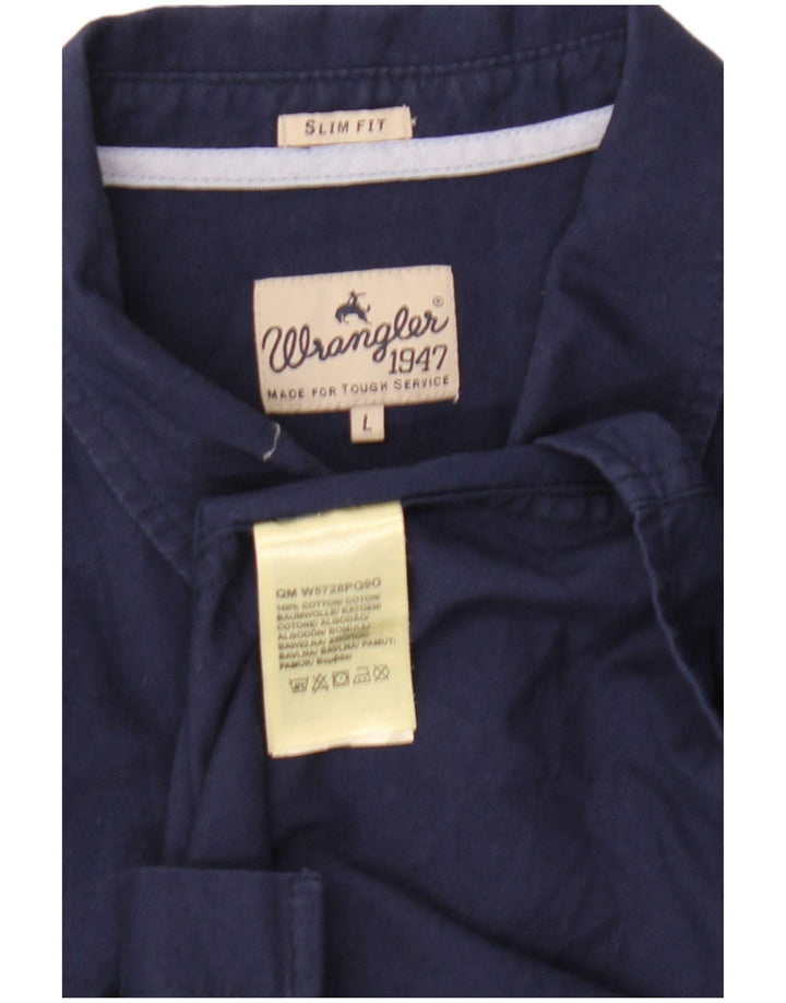 Мужская рубашка узкого кроя Wrangler, темно-синяя, хлопковая