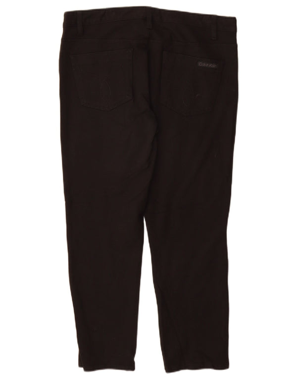 CALVIN KLEIN Женские узкие повседневные брюки США 12, большие W30 L26, черные вискозы