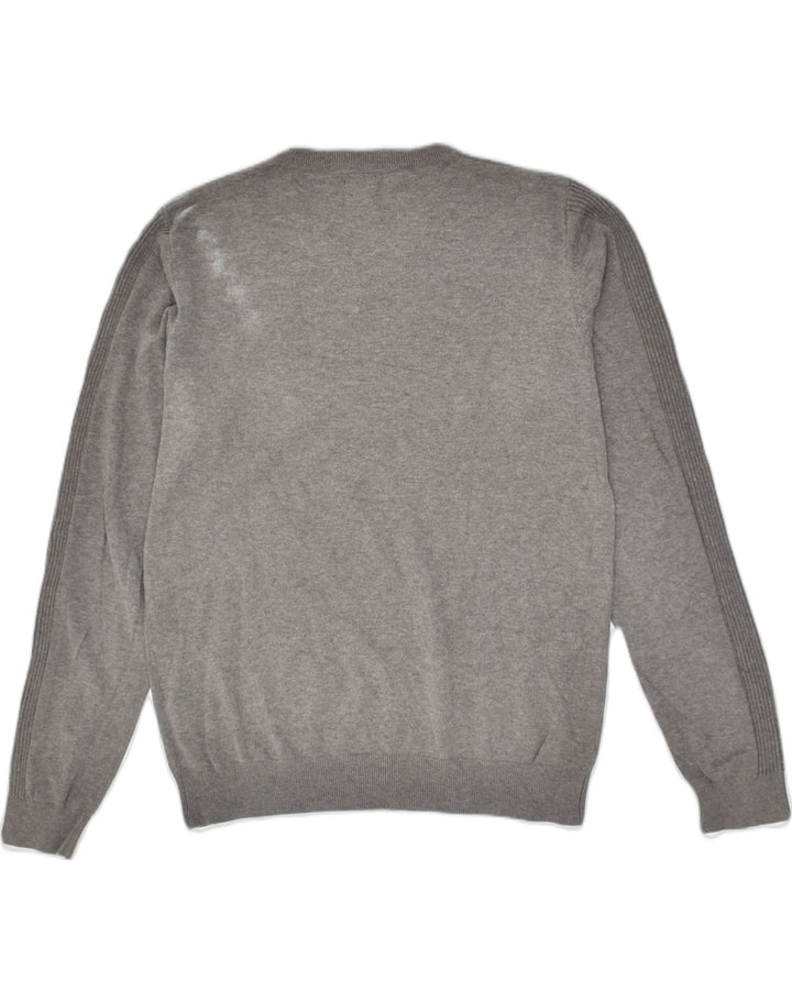 JACK & JONES Mens Graphic V-Neck Jumper Sweater Large Grey | Vintage Jack & Jones | Thrift | Second-Hand Jack & Jones | Used Clothing | Messina Hembry 
