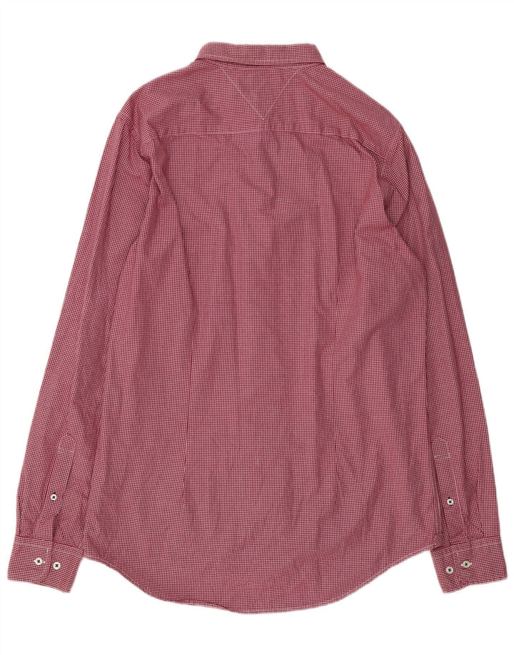 TOMMY HILFIGER Мужская рубашка приталенного кроя, большая хлопковая рубашка в красную клетку