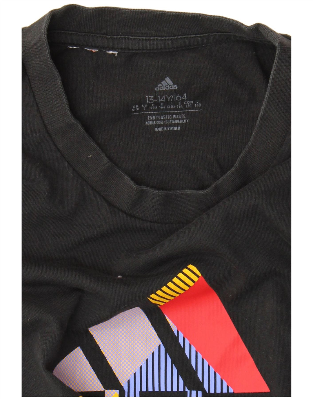 Футболка Adidas с рисунком для мальчиков 13-14 лет, черная
