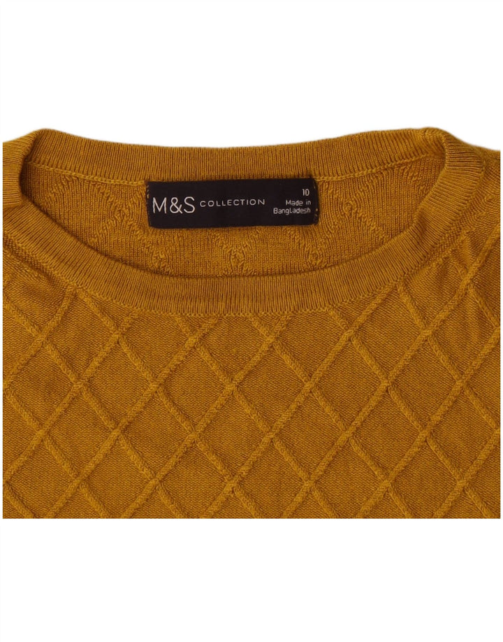 Женский джемпер с круглым вырезом Marks & Spencer UK 10, маленькая желтая клетка