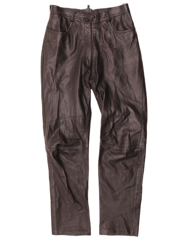 Брюки прямые женские VINTAGE IT 42 Medium W28 L29 Черные кожаные