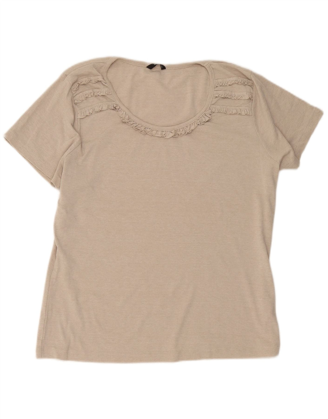 Женская блузка M&Co с рюшами спереди, UK 20, 2XL, бежевый хлопок