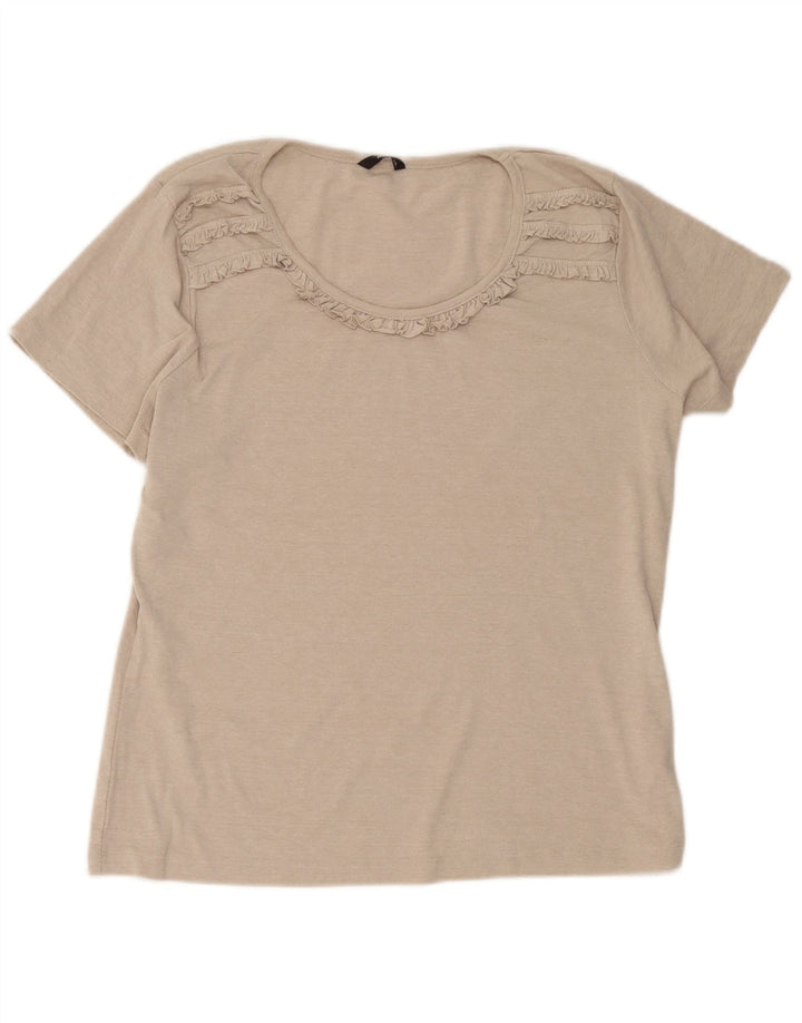 Женская блузка M&Co с рюшами спереди, UK 20, 2XL, бежевый хлопок