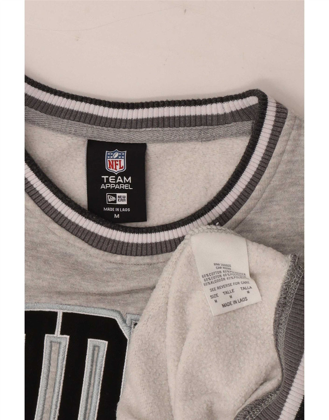 Мужской свитшот с рисунком New Era Raiders, хлопковый джемпер среднего серого цвета в полоску