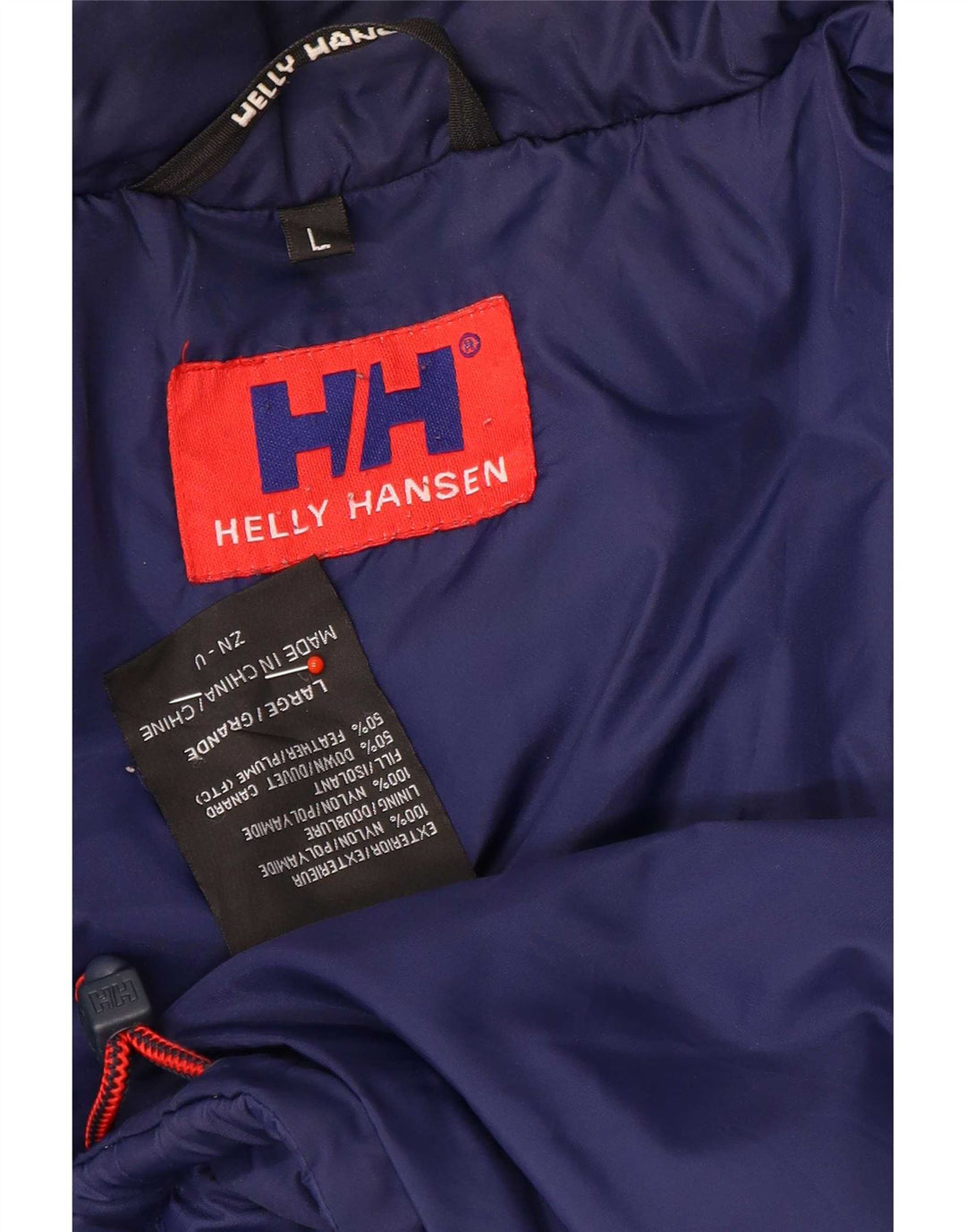 Мужская стеганая куртка Helly Hansen с графическим рисунком UK 40, большая синяя нейлоновая с цветными блоками