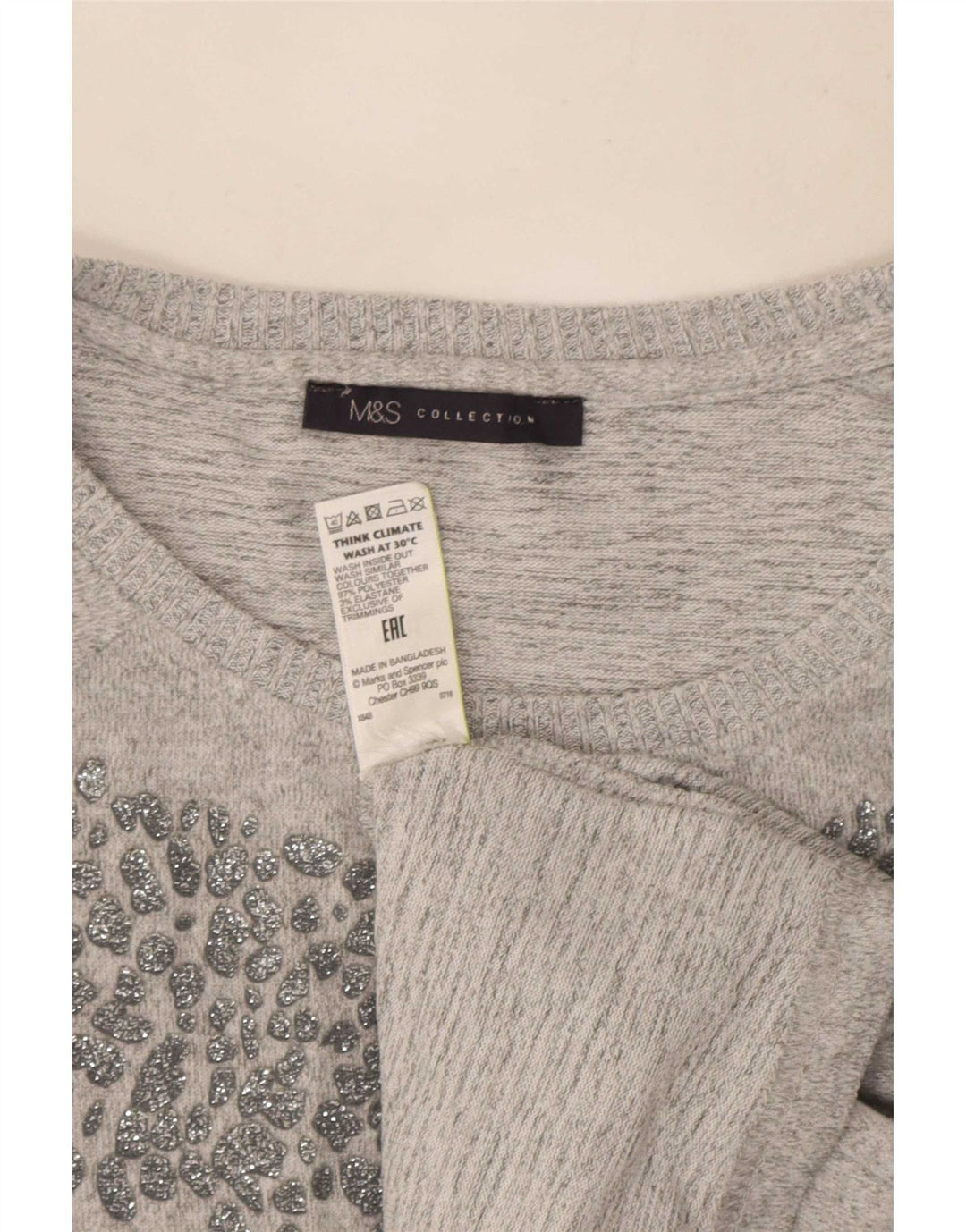 Женская туника с длинным рукавом Marks & Spencer UK 16, большой серый полиэстер