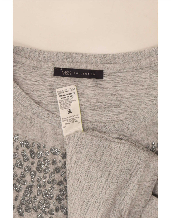 Женская туника с длинным рукавом Marks & Spencer UK 16, большой серый полиэстер