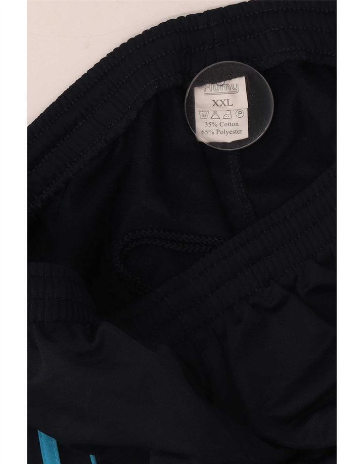 Винтажные мужские спортивные брюки 2XL из полиэстера темно-синего цвета в полоску