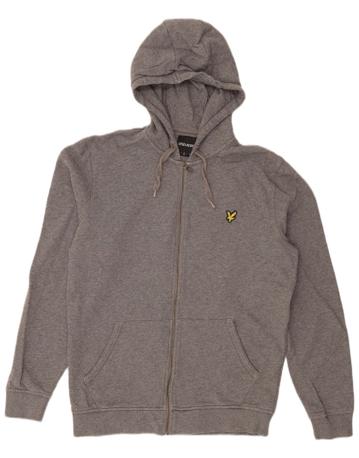 Мужской свитер с капюшоном на молнии Lyle & Scott, средний серый хлопок с крапинками