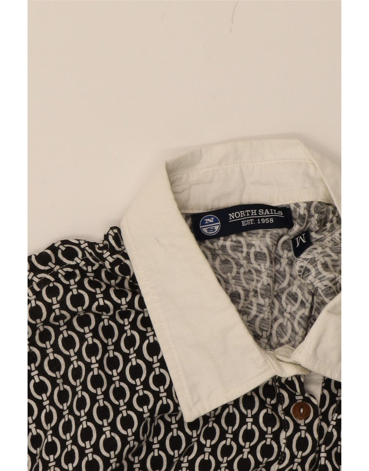 NORTH SAILS Womens Polo Shirt UK 12 Medium Black Geometric Cotton Vintage North Sails and Second-Hand North Sails from Messina Hembry 