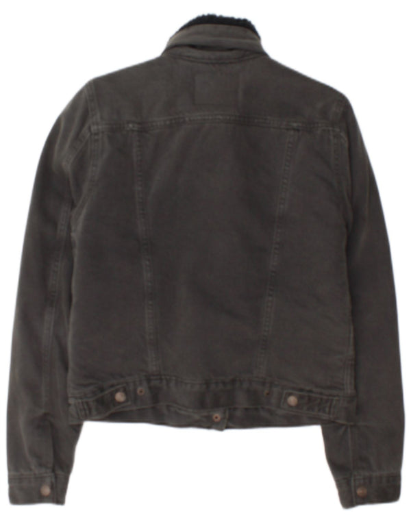 Женская джинсовая куртка Levi's из шерпа UK 10, маленькая серая, хлопок