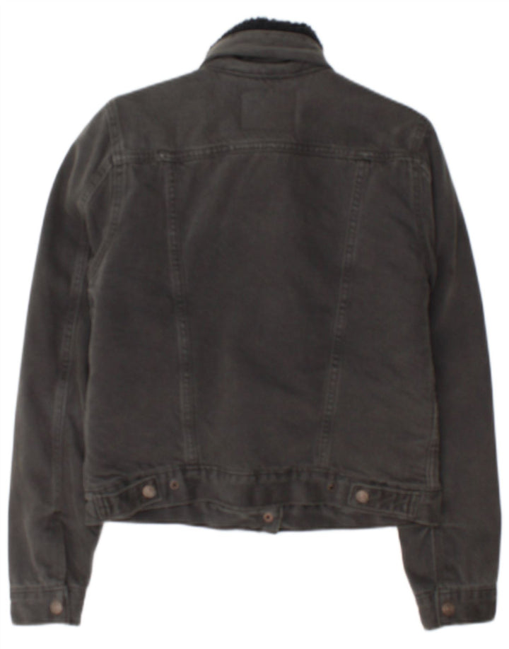 Женская джинсовая куртка Levi's из шерпа UK 10, маленькая серая, хлопок