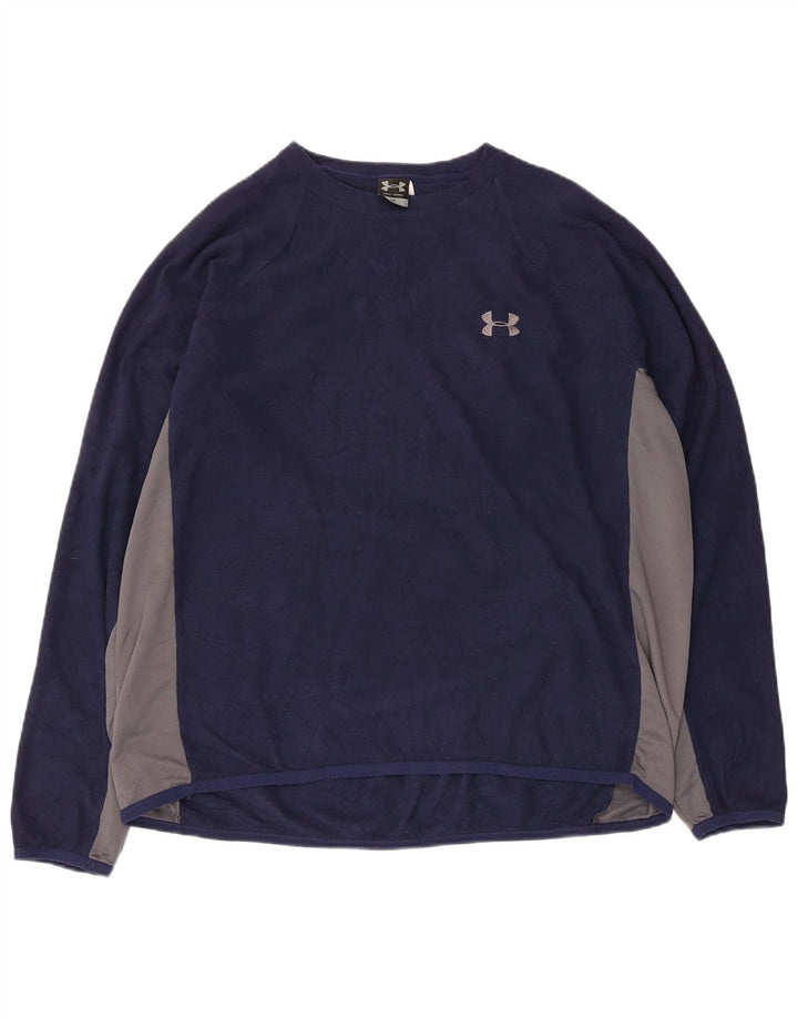 Мужской флисовый джемпер Under Armour, большой размер, темно-синий, полиэстер с цветными блоками