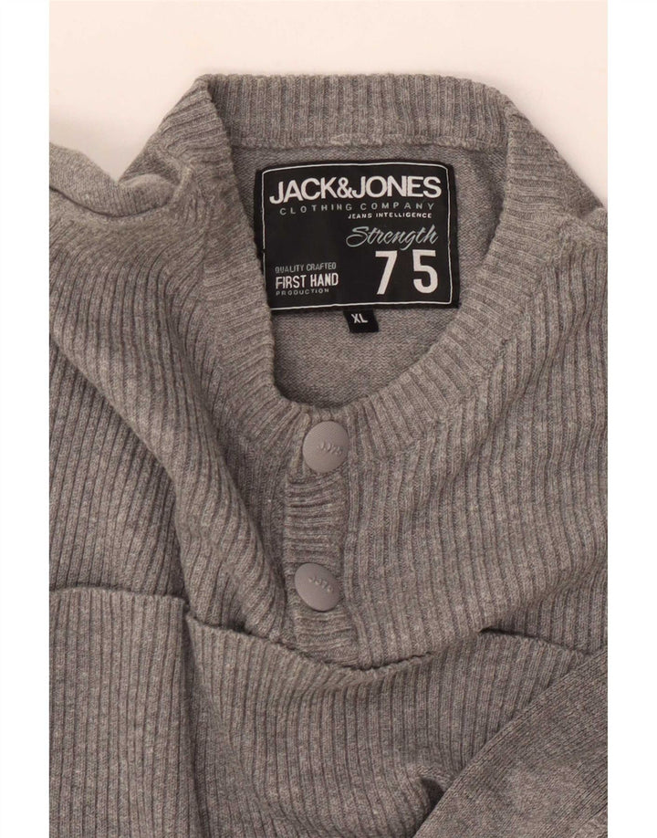 Мужской свитер Jack & Jones на пуговицах XL, серый