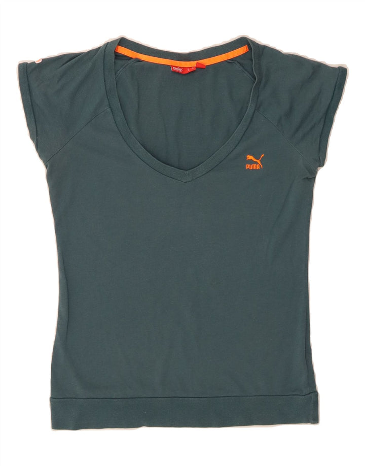PUMA Womens T-Shirt Top UK 12 Medium Green Vintage Puma and Second-Hand Puma from Messina Hembry 